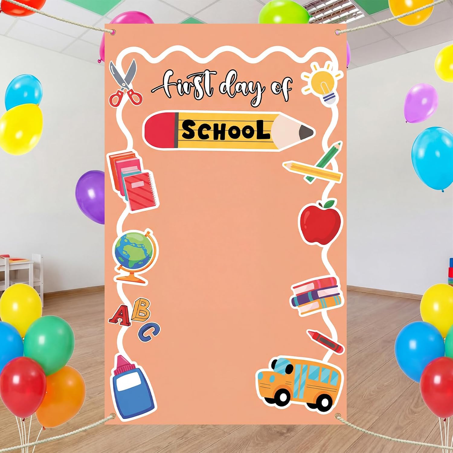 Amazon.com: Hahafelt First Day of School Backdrop Banner 4.9 x 3 ft ...