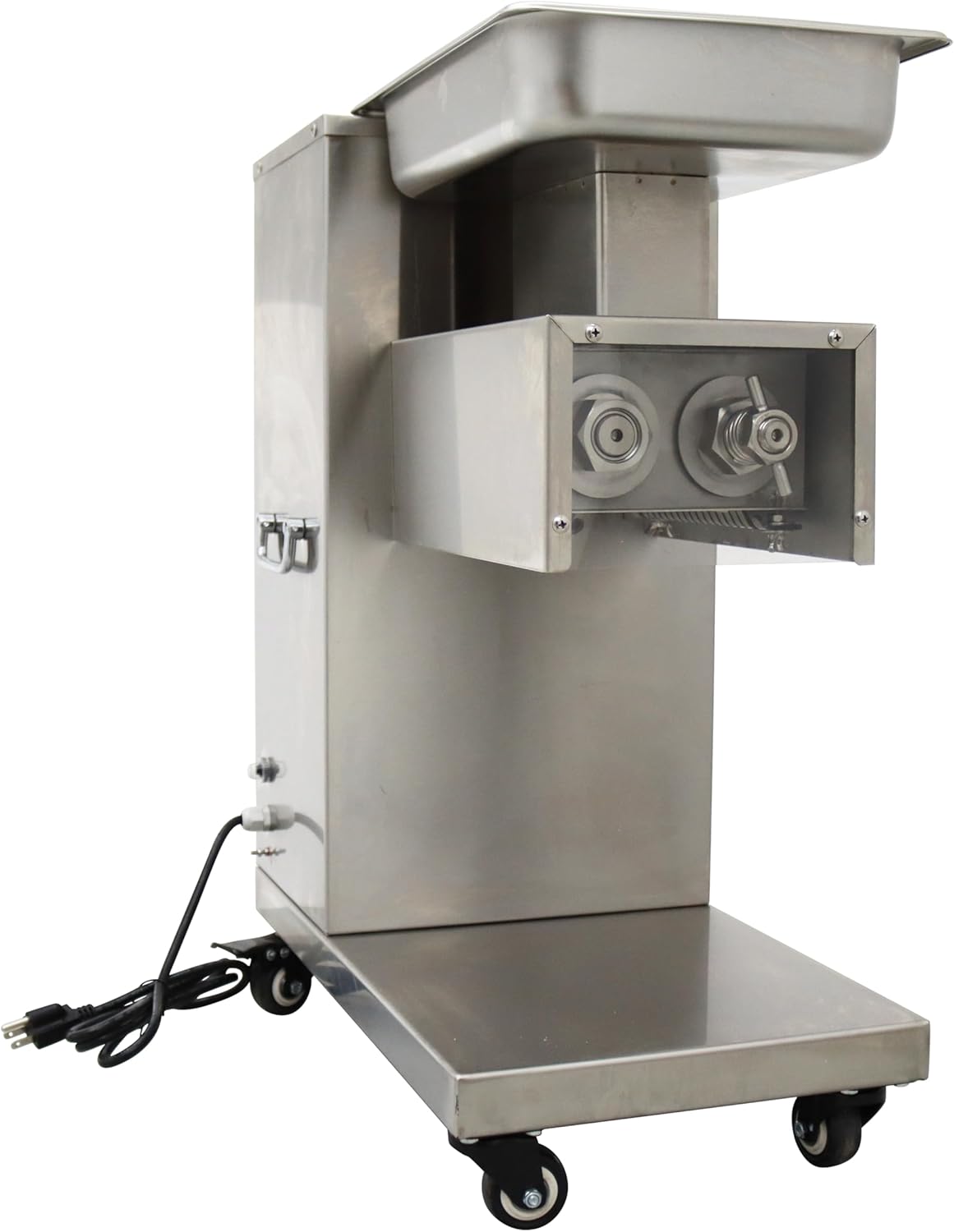 TECHTONGDA 8mm Meat Cutter Commercial Electric Slicer Stainless Steel Shredded Diced for Steak Beef Pork Meat 5.7×3inch Feed Inlet