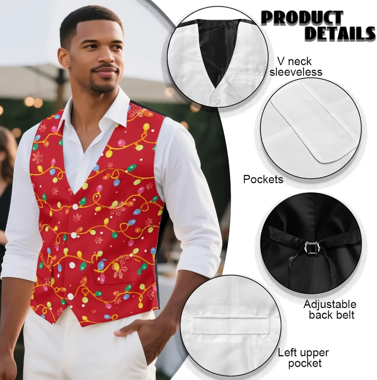 INSTANTARTS Men's Vest Sleeveless Men's Casual Jacket Vest Slim Fit Lightweight Waistcoat Casual Vests with Pockets