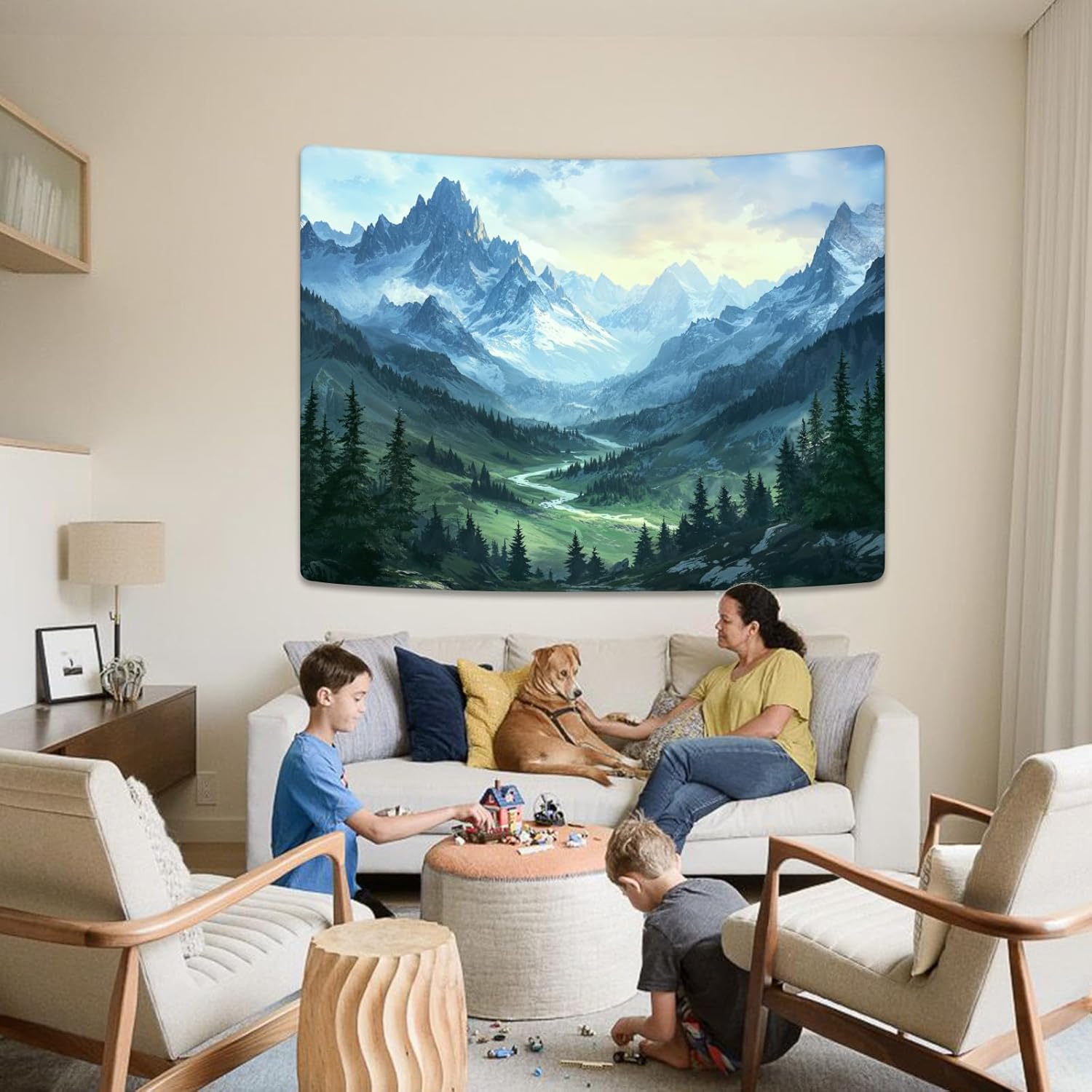 kampdream Landscape Tapestry, Scenery Art Wall Tapestries, Nature Wall Decor for Bedroom Living Room Backdrop Fantasy Mountain 60×80 inches