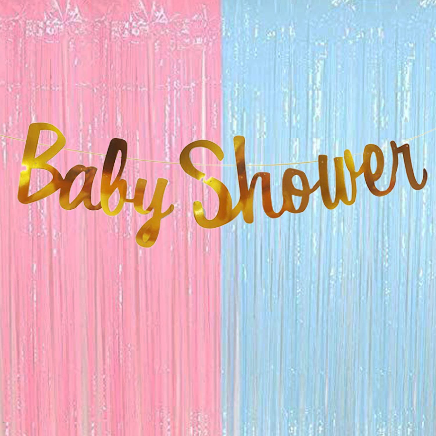 Yey Props and Decoration Combo Set (3 pcs) Golden Banner + Pink and Blue Fringe Curtain for Party and Decoration (Pink and Blue Color) (B092QMKRY9) Amazon Price History, Amazon Price Tracker