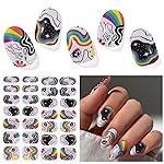 DUKASOU Semi Cured Gel Nail Strips, Iridescent | 28 pcs Gel Nail Strips Work with Any UV Lamp, Salon Quality UV Nails Stickers, Easy to Apply for Home Nails DIY