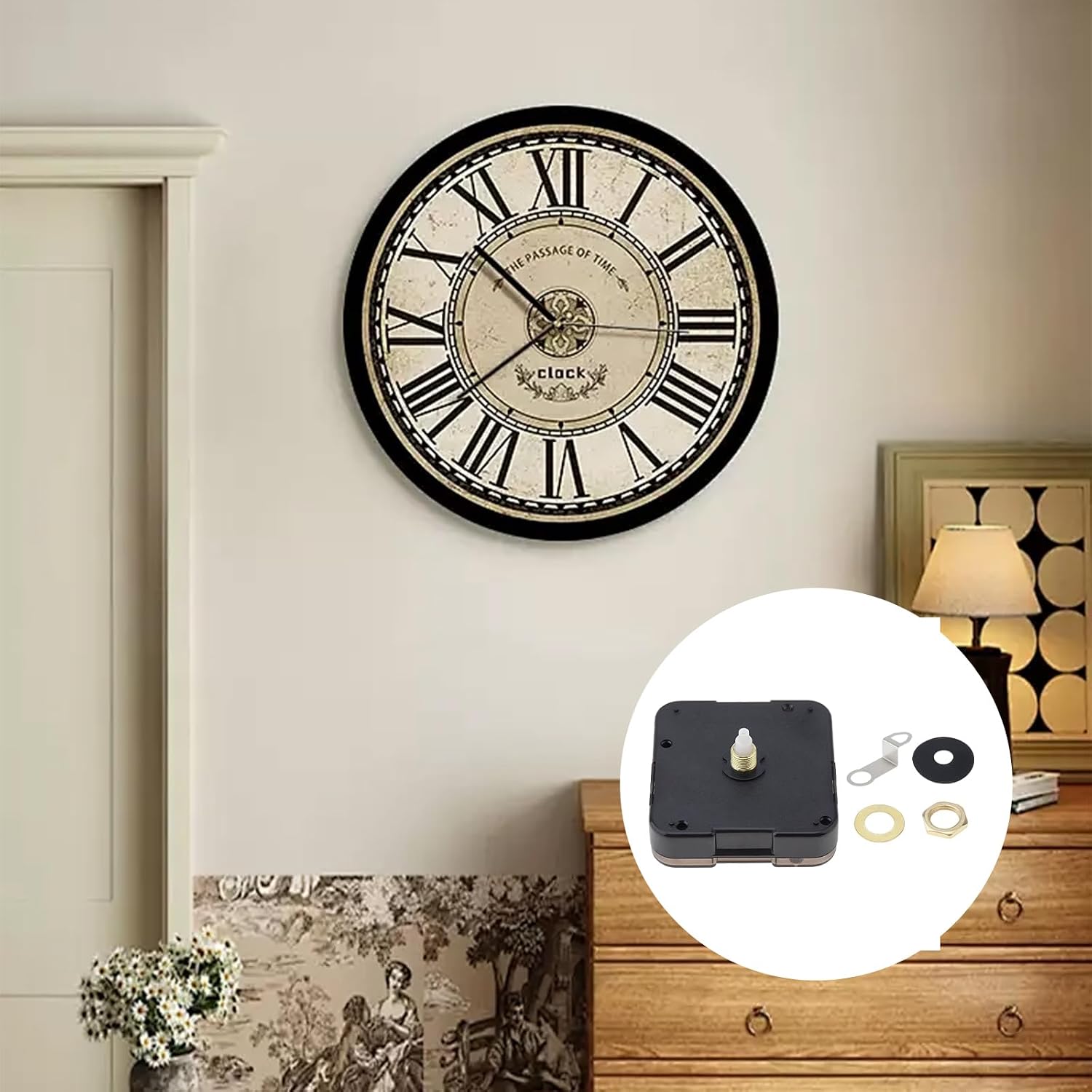 14mm(9/16 Inch) Shaft Length 12888 Quartz Clock Movement Replacement, 6mm(1/4 Inch) Thread Length Applicable Panel Thickness 2-4 mm for Clock Repair/DIY
