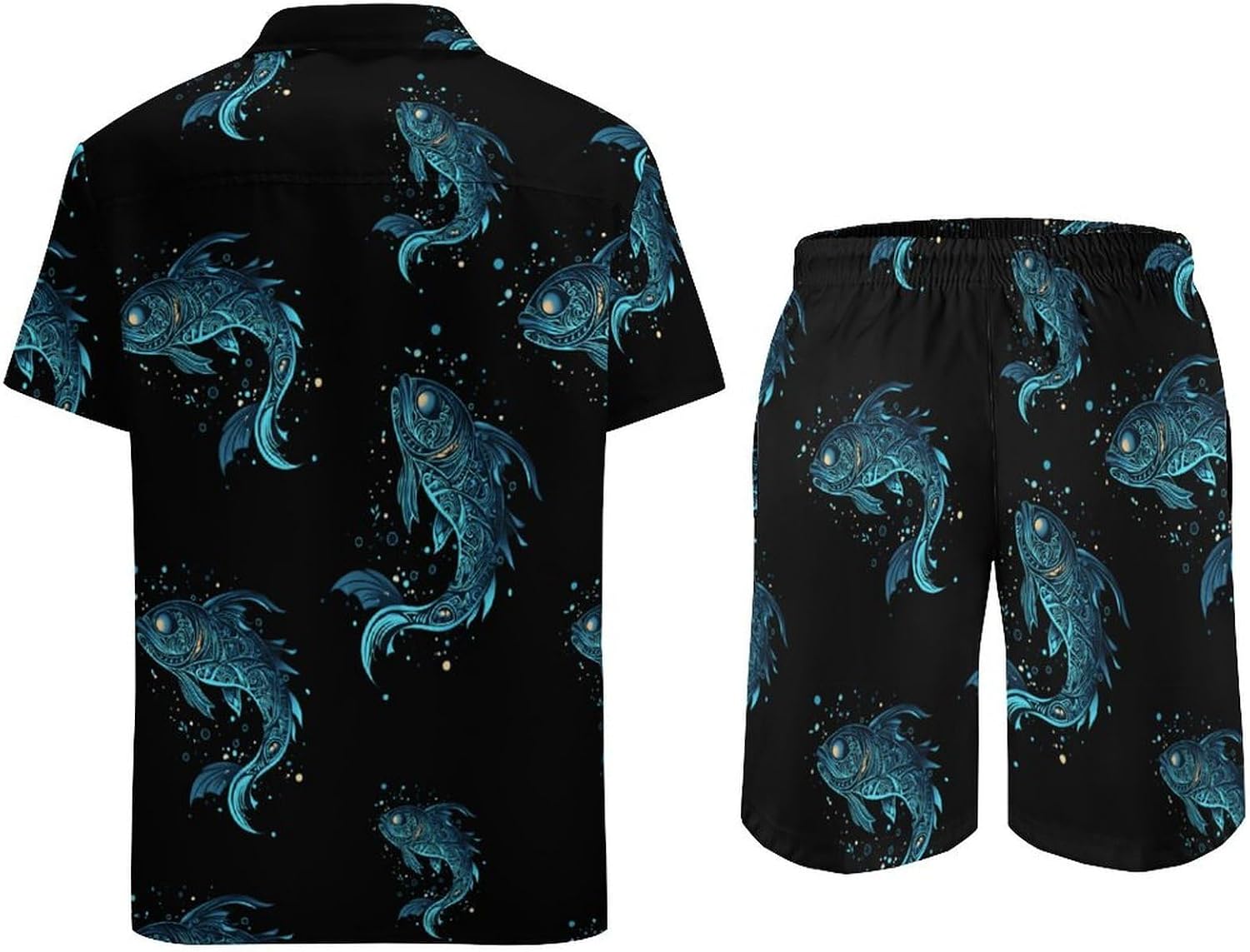 Mystical Maori Fish Summer Mens Vacation Outfits Beach Shirts Shorts Matching Set