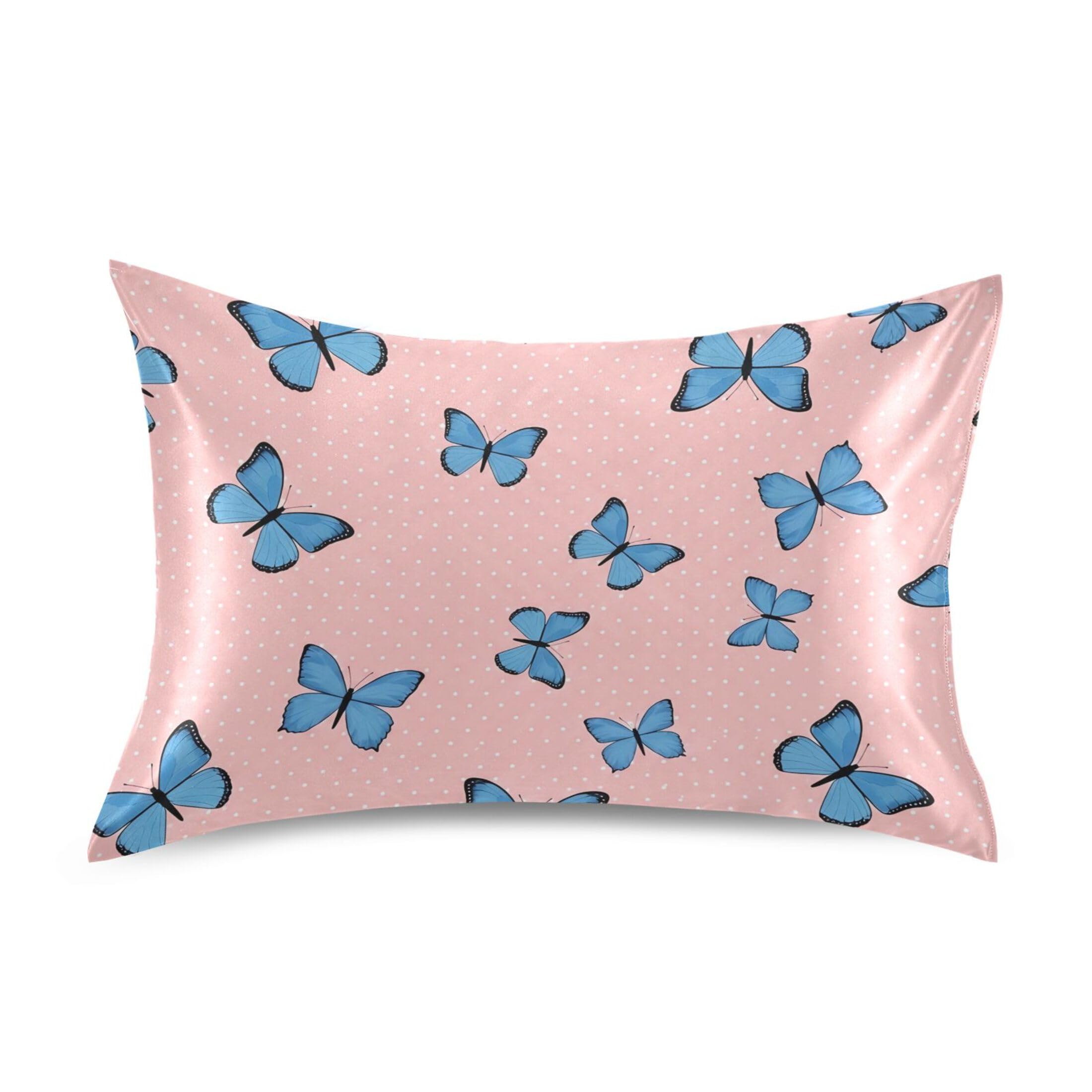 Fuauuyl Pillowcase King Size 20x40 in, Butterfly Soft Breathable Satin Pillow Case for Hair and Skin with Envelope Closure Wrinkle-Free