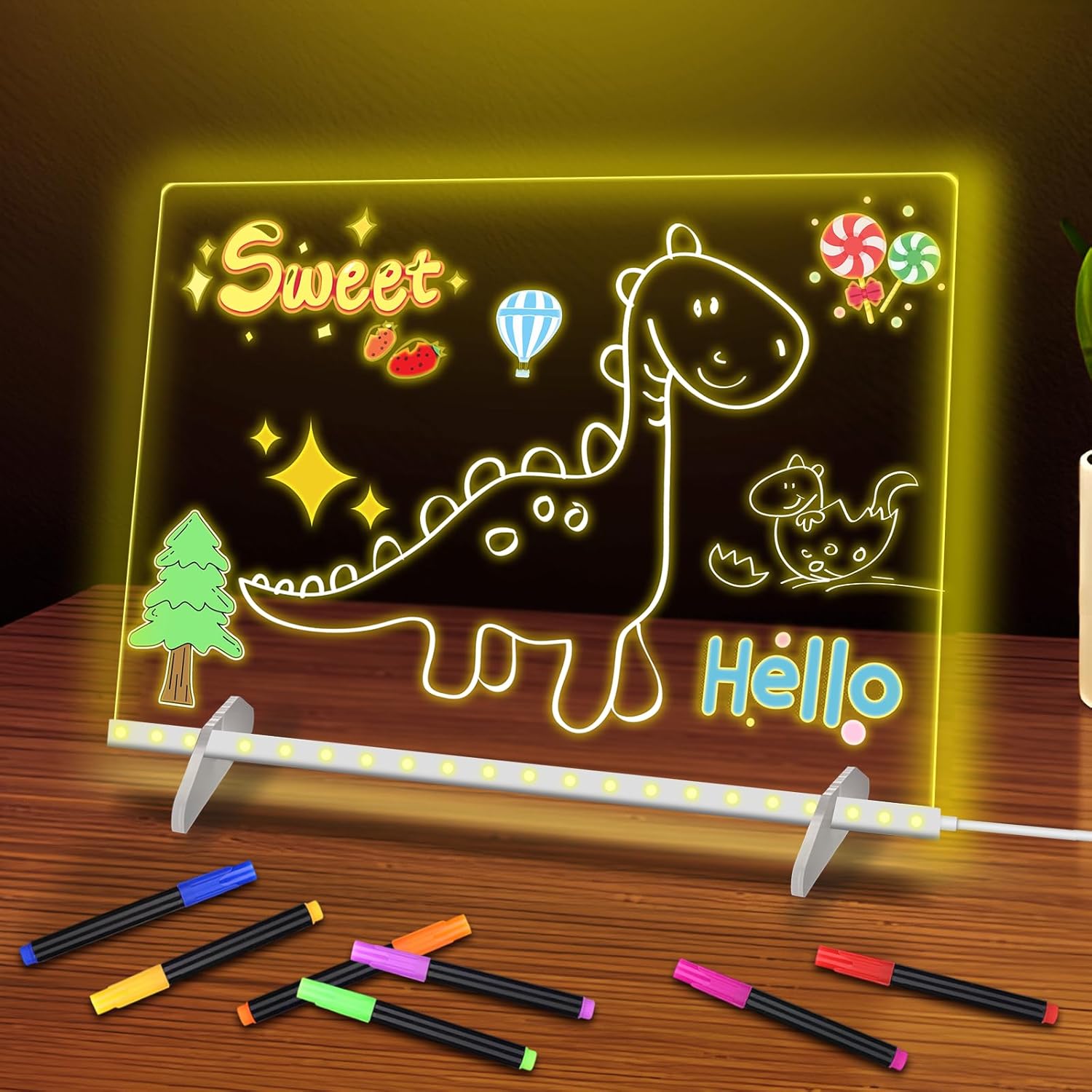 LED Note Board with 7 Colors - Acrylic Doodle Glow Board