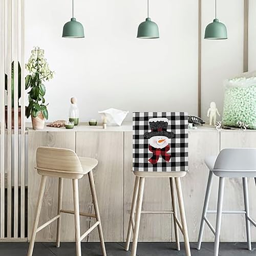 Miniatura 4 de Nuxn Juego de 4 fundas para silla de Navidad, fundas para silla de muñeco de nieve de Papá Noel negro, extraíbles y lavables, fundas para sillas de