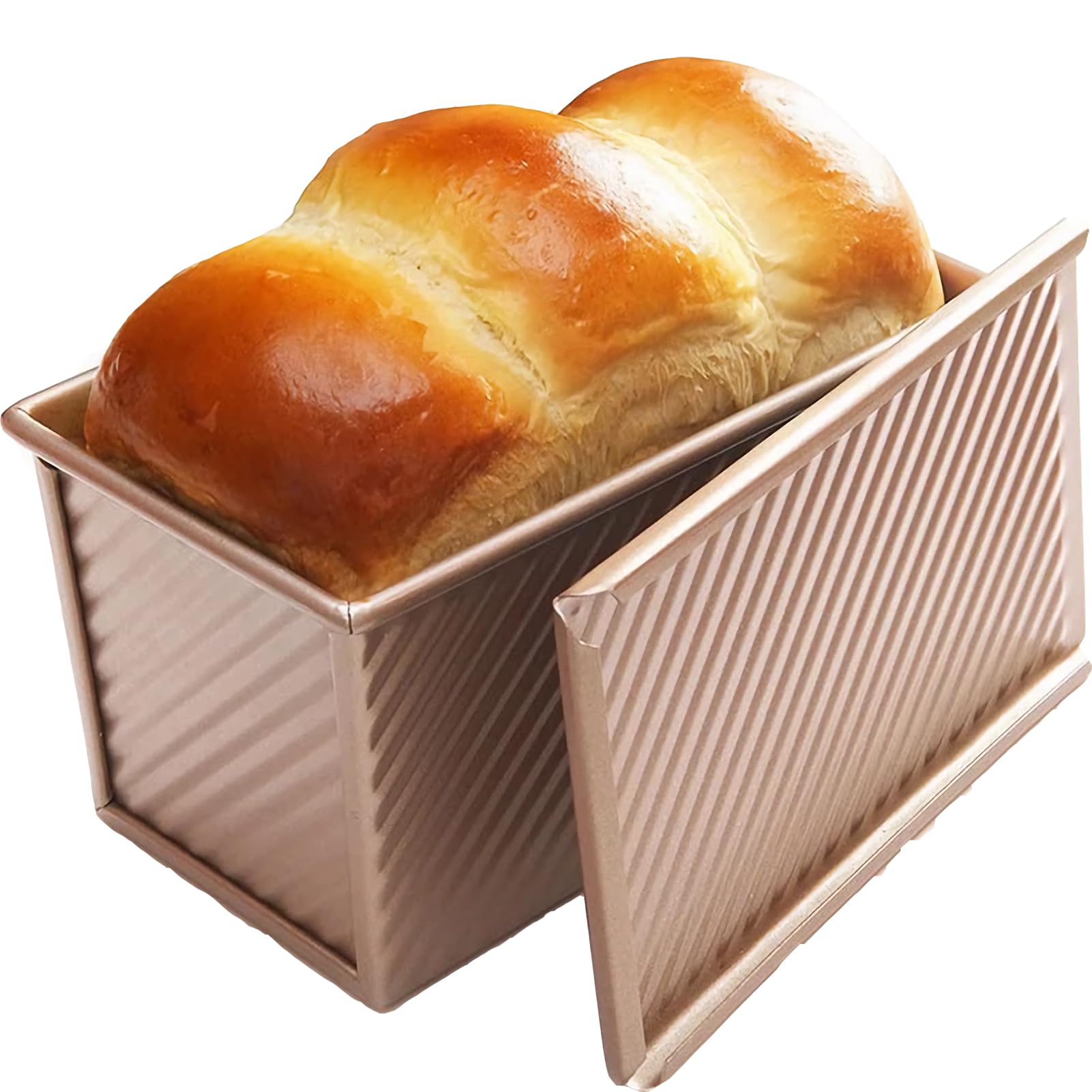 PlushPlumage Loaf Tin with Lid,Non Stick Bread Tins for Baking,Carbon Steel Bread Pan,Loaf Pan with Slide Cover,Non Stick Bakeware for Toast Bread Pan Bread Tins