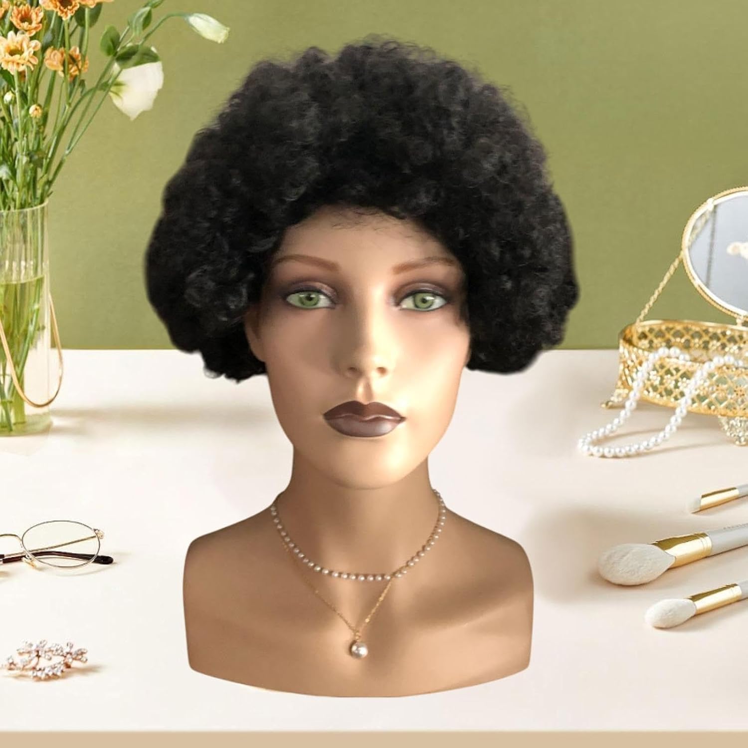 Female Mannequin Head Female Head Rack Making Styling Manikin Wig Display Stand, Wig Holder for Cosmetology Scarf Cap Glasses