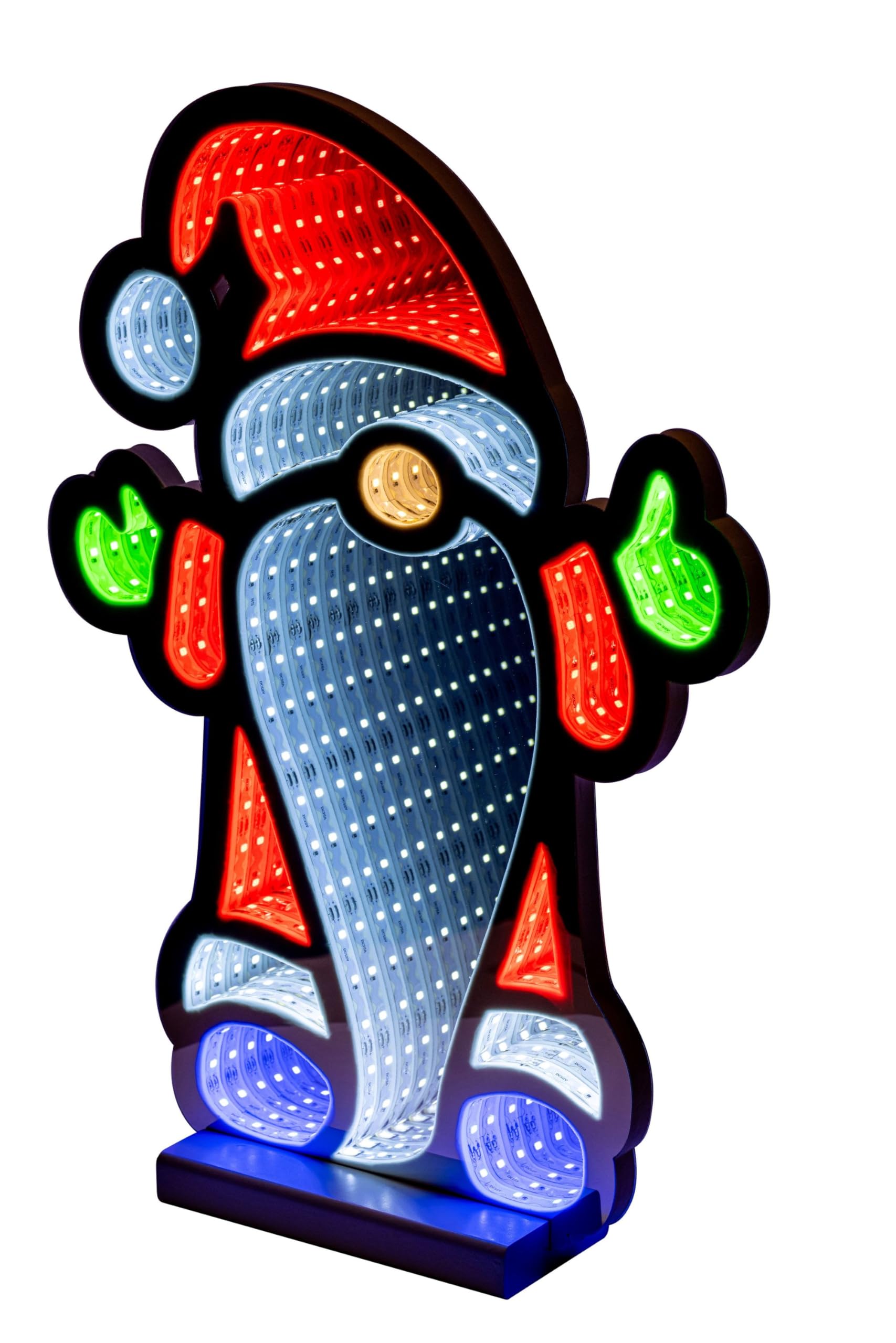 Star-Max LED Gnom Infinity Effekt, Weihnachtsdekoration für Innenbereiche, beidseitig beleuchtet, inkl. Timerfunktion, 3m Zuleitung und Standsockel, 204 SMD LEDs, Höhe 40cm