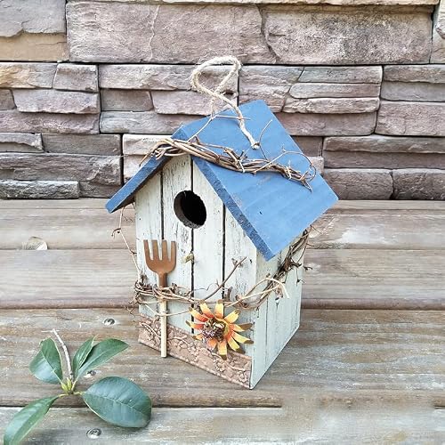 Oupada Antique Wooden Birdhouse Pendant, Outdoor Craft Decorative Birdhouse, Hanging Garden Porch Patio Decoration (C) #TOP4