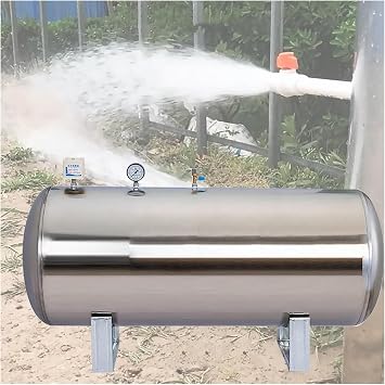 Domestic Stainless Steel Pressure Tank Rustproof, Horizontal Water Pressure Tank for School/Residential, Indoor & Outdoor Water Storage Tanks Pressurized29.5x25.6 in160L