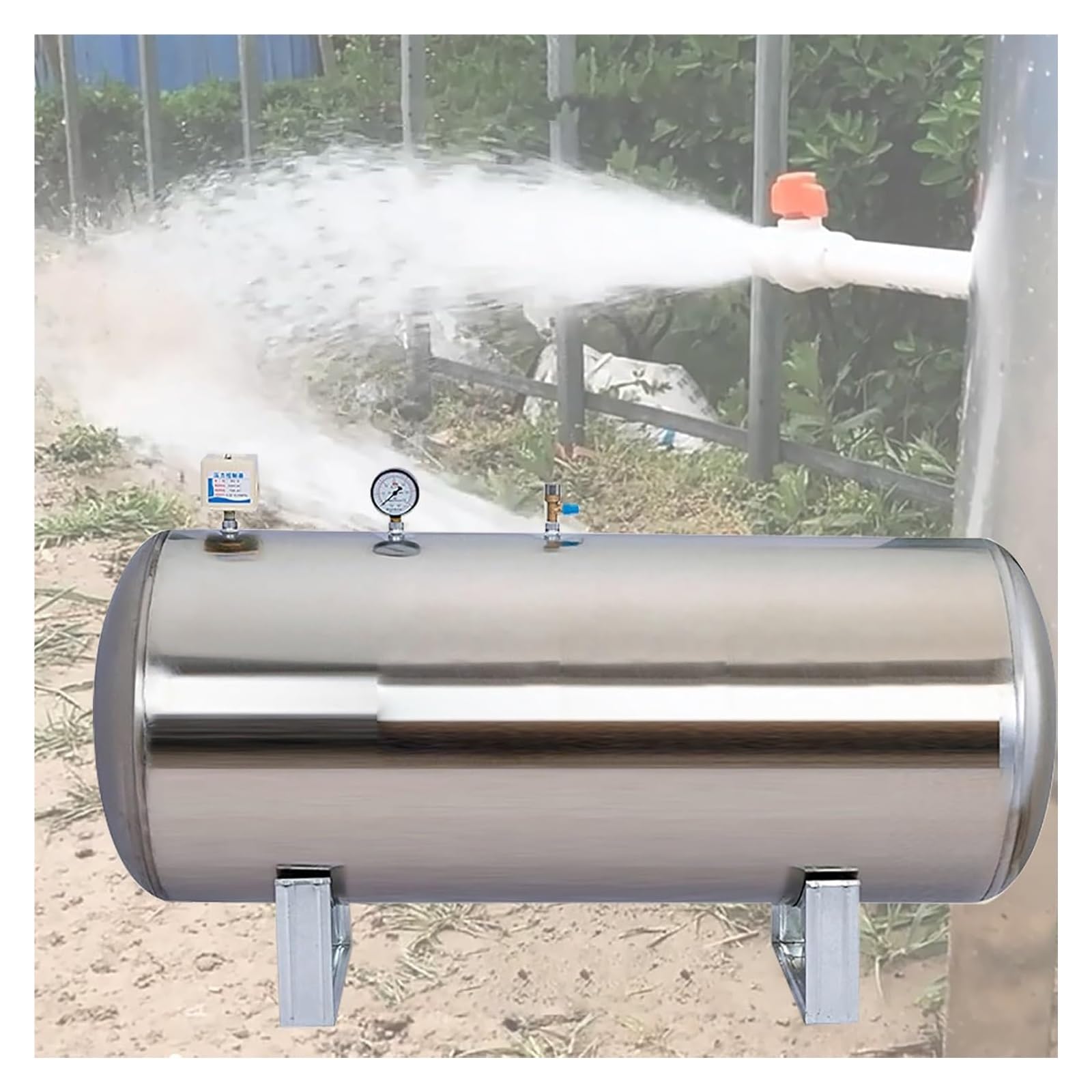 Serbatoio a Pressione per l'acqua 100 200 250 300 L Serbatoio A Pressione dell'Acqua, Serbatoio A Pressione Orizzontale dell'Acciaio Inossidabile(100 Liter)