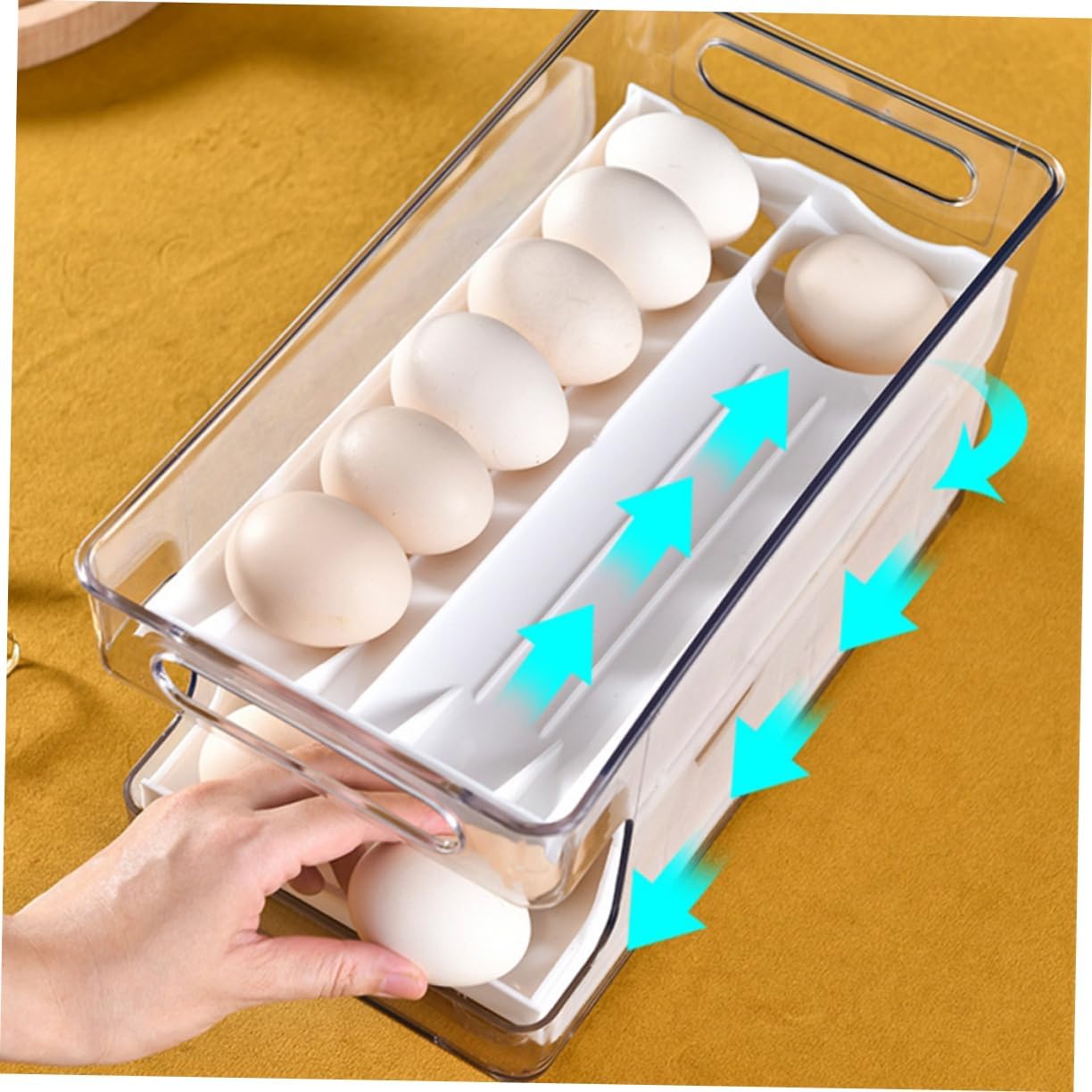 Stackable Holder for Refrigerator Double-layer Design for Easy Storage and Retrieval Visibility for Kitchen Organization Reusable and