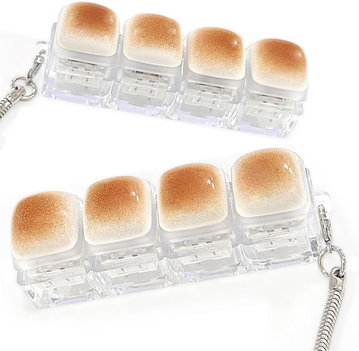 2 Pack Caramel Bread Keyboard Fidget Toy, Crisp Sound,Stress Relief Fidget Clicker Keychain,Quiet Anxiety Toys for Adults at Work, Travel, Home – Anxiety Relief & Focus Boost