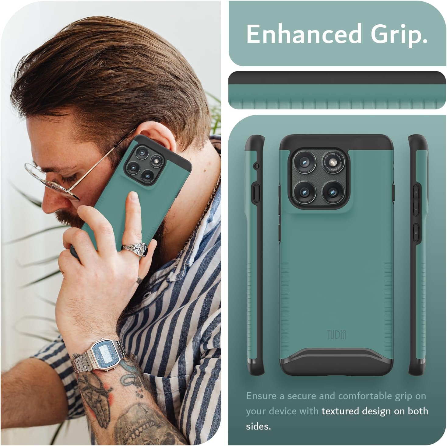 TUDIA for Motorola Edge 2025 Case 5G [Magsafe Compatible] - [Merge] [Military Grade] Dual Layer Shockproof Slim Heavy Duty Moto Edge 2025 Cases - Hunter Green