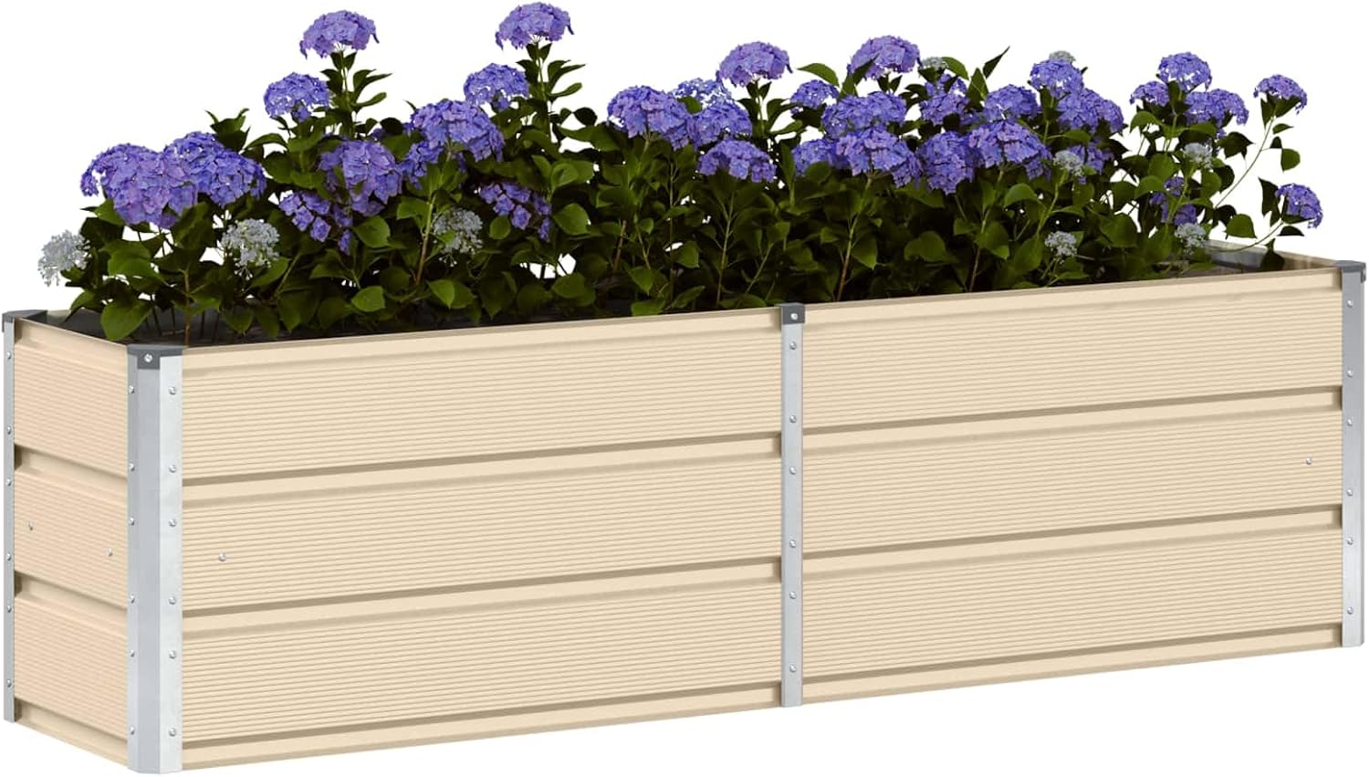 63 inch Steel Raised Garden Bed Planter Box Ivory, Modern Raised Planter for Outdoor Patio Balcony, Large Elevated Flower Bed 62.99 x 15.75 x 17.72 in for Vegetables Herbs