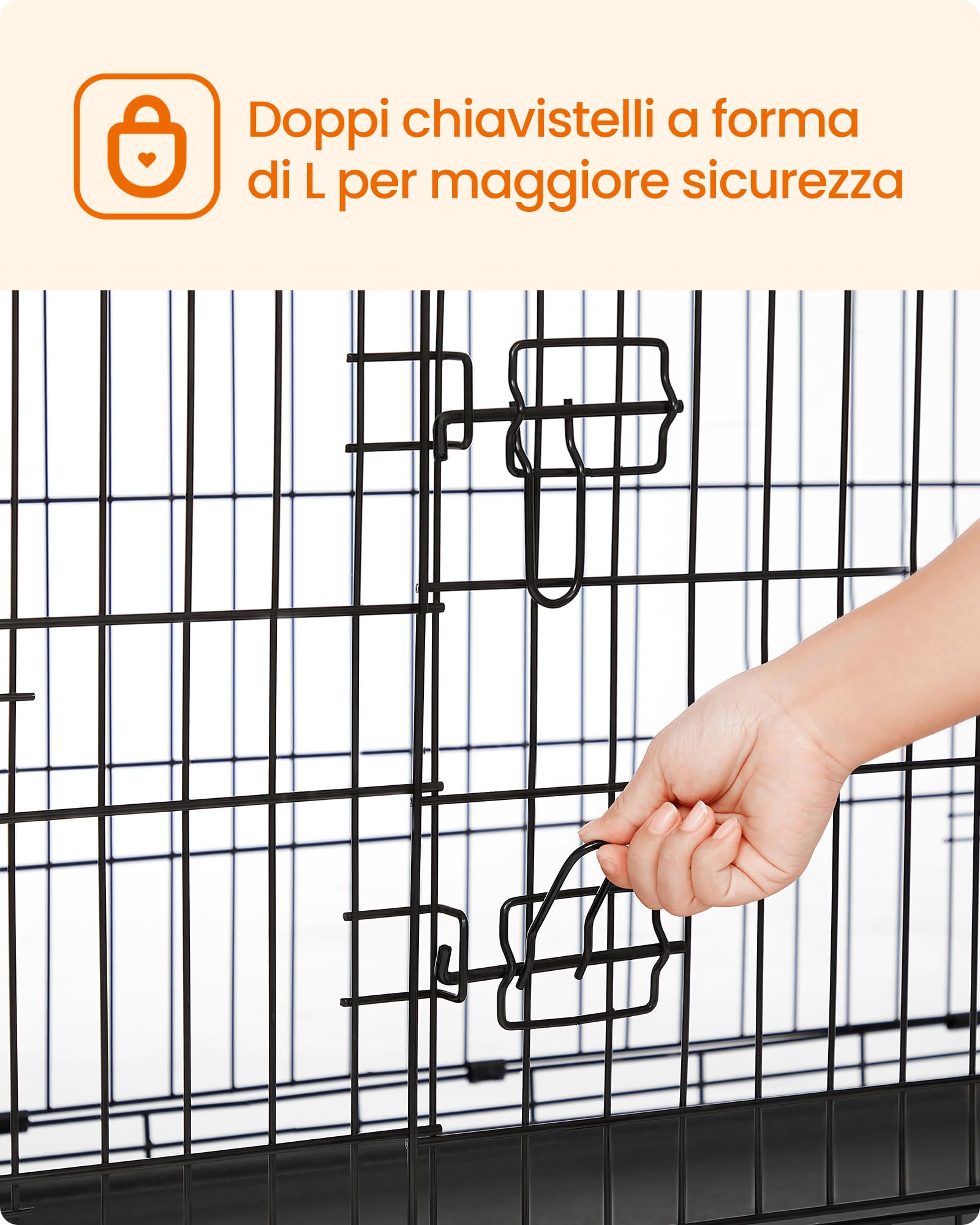 Feandrea Gabbia per Cani Pieghevole, con 2 Porte, Vassoio Rimovibile, 122 x 74,5 x 80,5 cm, XXL, Nero PPD48H