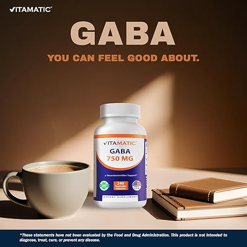Miniatura 4 de Vitamatic GABA (ácido gamma aminobutírico) 750 mg, 240 cápsulas vegetales, 240 porciones - Sin OMG, sin gluten