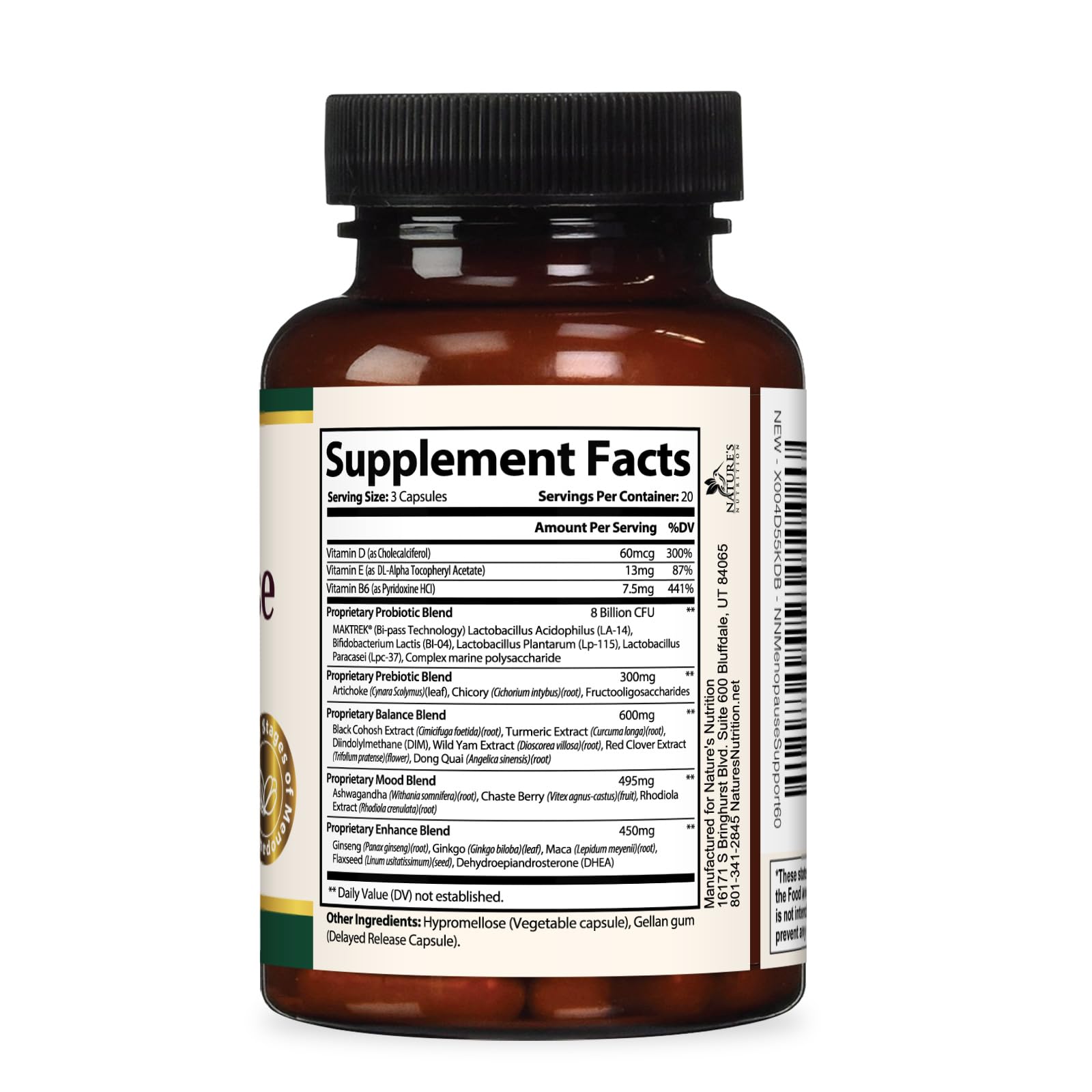 Menopause Supplements for Women - Best Probiotics for Women, Dong Quai, Black Cohosh, Ashwagandha - Natural Menopause Relief Support for Mild Hot Flashes & Night Sweats - Bottled in USA - 60 Capsules — Amazon image 9