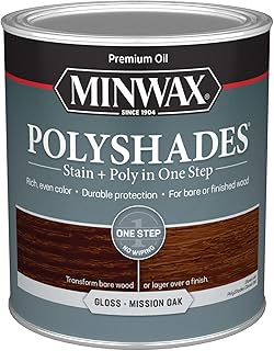 Minwax PolyShades Wood Stain + Polyurethane Finish – Quart, Mission Oak, Gloss