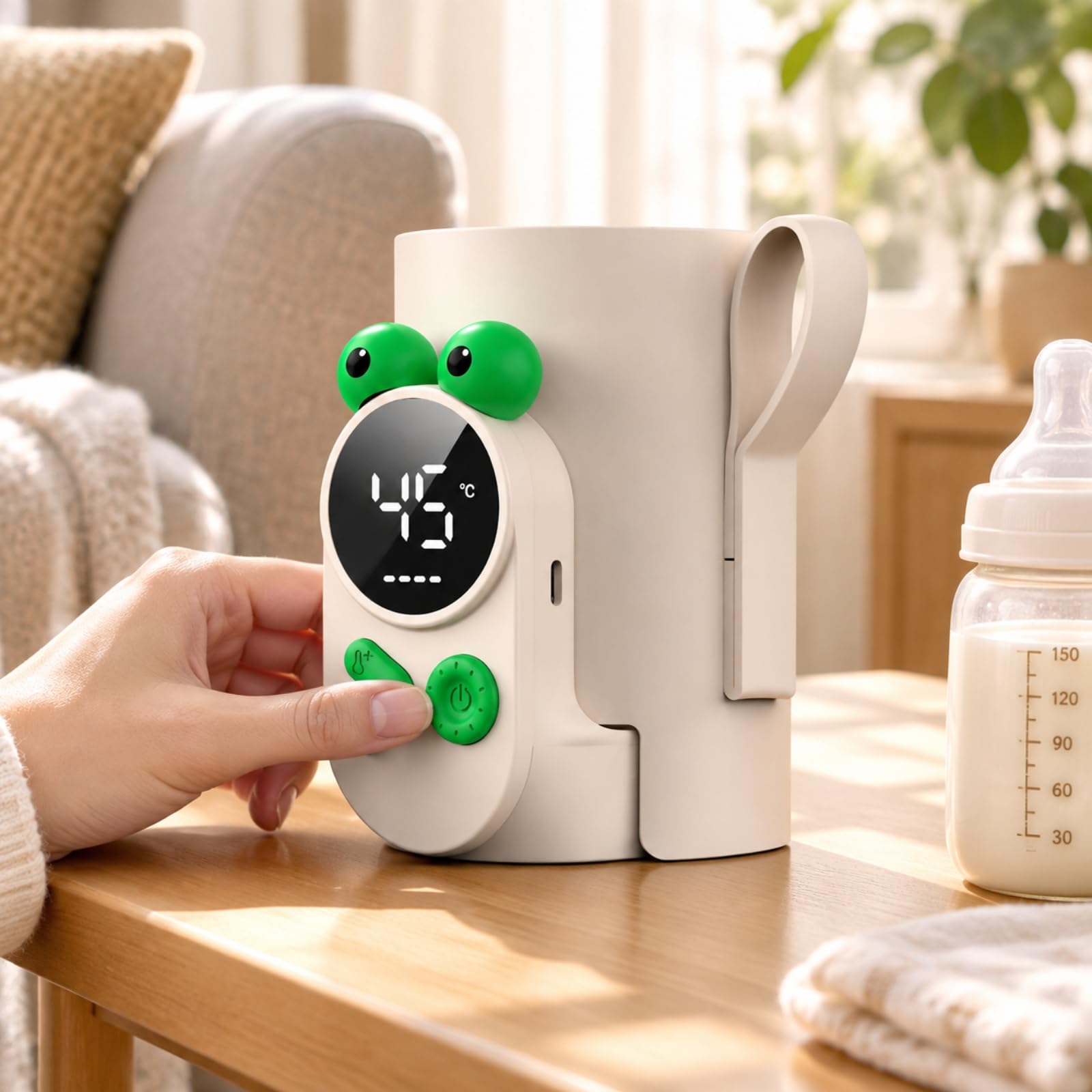 Ronyme Calentador Biberones Inalámbrico Portátil Calentador Biberones con Pantalla Digital Recargable para Familias, Exteriores, Cuidado Nocturno, Verde -26b, Estilo C