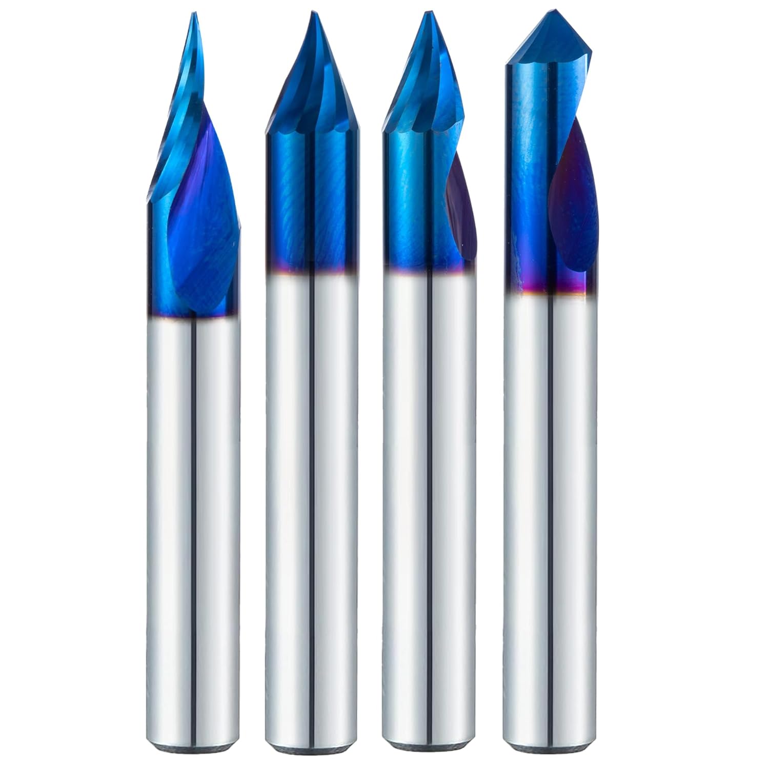 60 Degree V Groove O Flute Spiral Router Bit,Chamfer End Mill Router Bits 1/4 Inch Shank,Single Flute CNC Carbide V-bit for Wood, PVC, Plastic and Acrylic