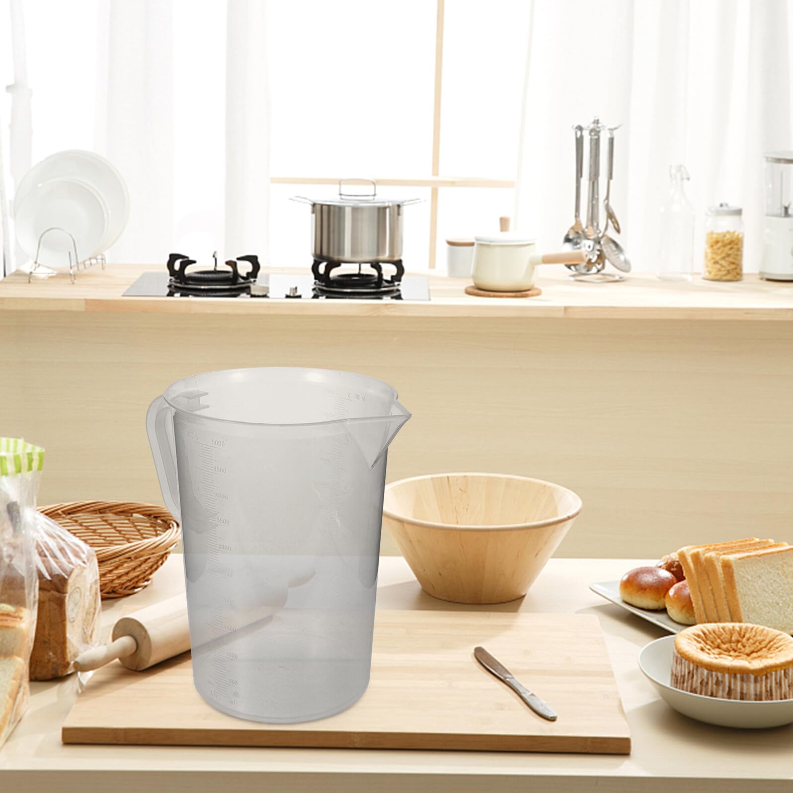 DOITOOL Misurino Graduato 5000ml in Plastica Resistente, Doppia Scala e Manico Ergonomico, Strumento di Misura Pratico per Cucina Domestica e Cottura Professionale