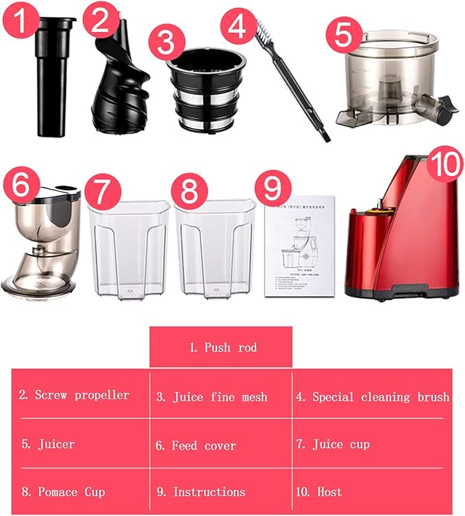 Extractor de Jugos Prensado Frío 150W Boca Ancha 80mm Silencioso Fácil Limpiar miniatura 3