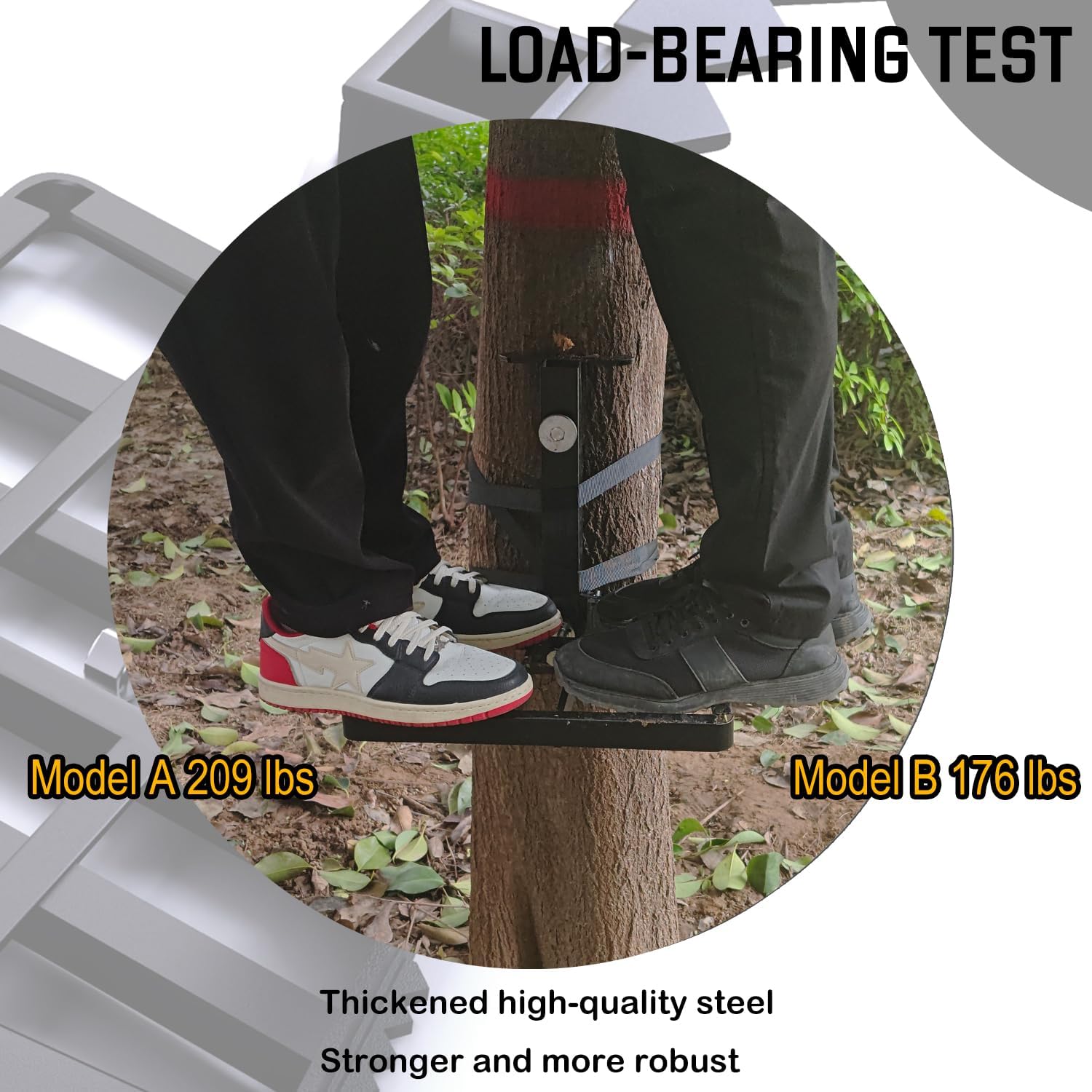 Hunting Saddle Platform Tree Stand, 15”x13” All-Metal Structure, Durable, 500 LBS Capacity, W/2Pcs Branch Holders & Ratchet Straps for Securing & Climbing, Adjustable Folding Ridge Grips (Heavy-Duty)