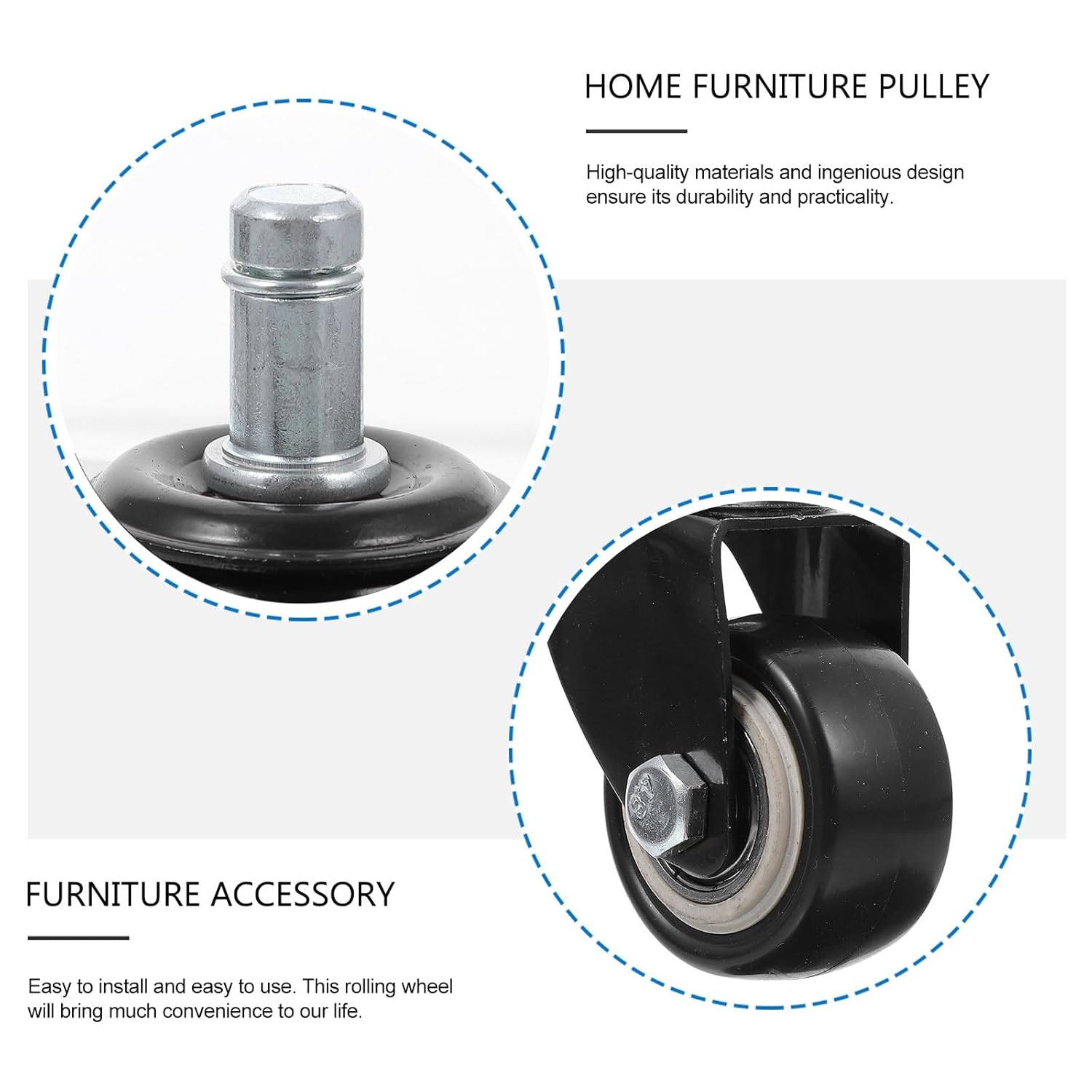 5 Pcs Universal Office Chair Wheels Black 360° Swivel Caster Wheels for Home Furniture, Sturdy Sliding Replacement Casters Suitable for Gaming and Desk Chairs