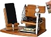 Gifts for Men Wood Phone Docking Station, Desk Organizer with Key & Wallet Holder - Gift for Dad, Boyfriend, Husband on Birthday, Christmas, Anniversary, Fathers Day (Natural)