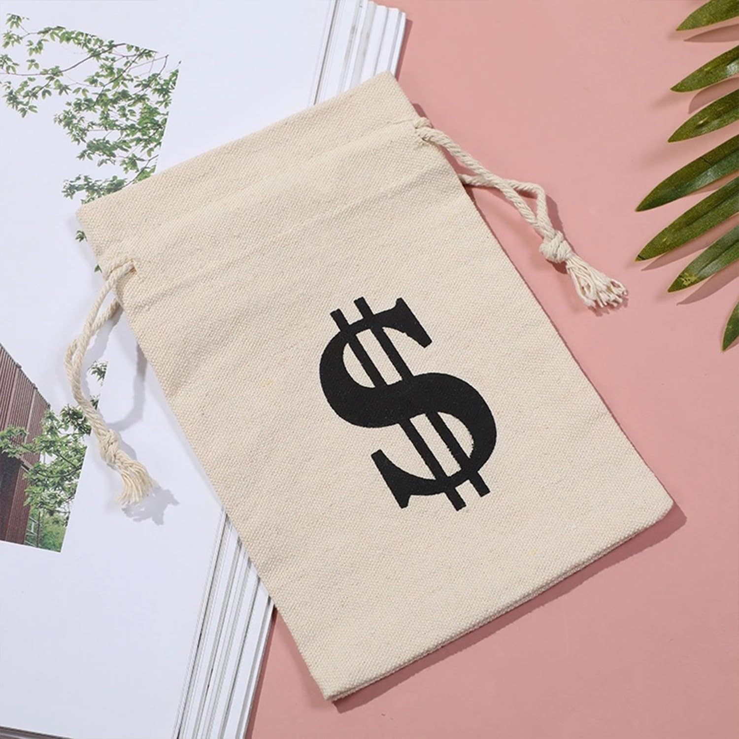4 Pezzi Tasche per Coregne, Borse di Stoccaggio di Grandi Dimensioni, Borse di Stoffa da Cartello in Dollari, Oggetti di Scena per Le Prestazioni.