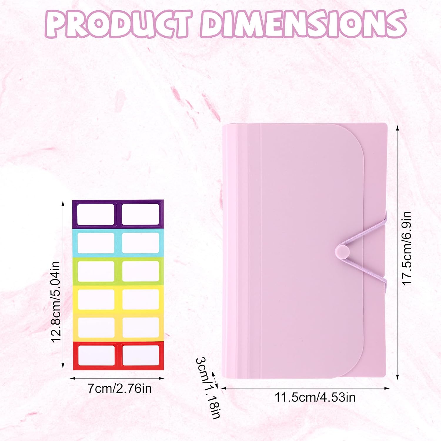 Sinbana Sticker Storage Organizer with 12 Expandable Pockets, A6 Large Capacity Collecting Binder Holder with 2 Label Stickers Album for Scrapbook Paper Washi Tape Journal & Craft Supplies (Purple)