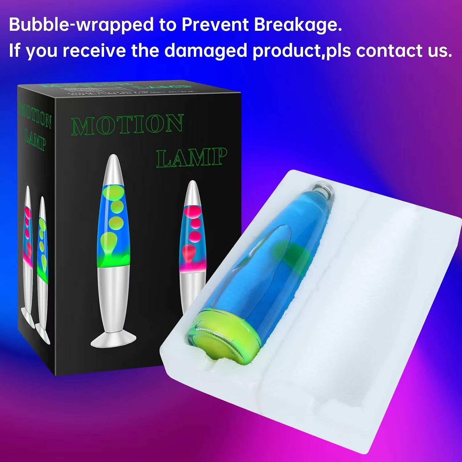 Motion Table Lamp 16inches for Kids and Adults- Big Volcano Lamp with Blue Liquid Green Wax, Gifts for Boys Girls, Relaxing Calming Night Mood Light for Home Decoration