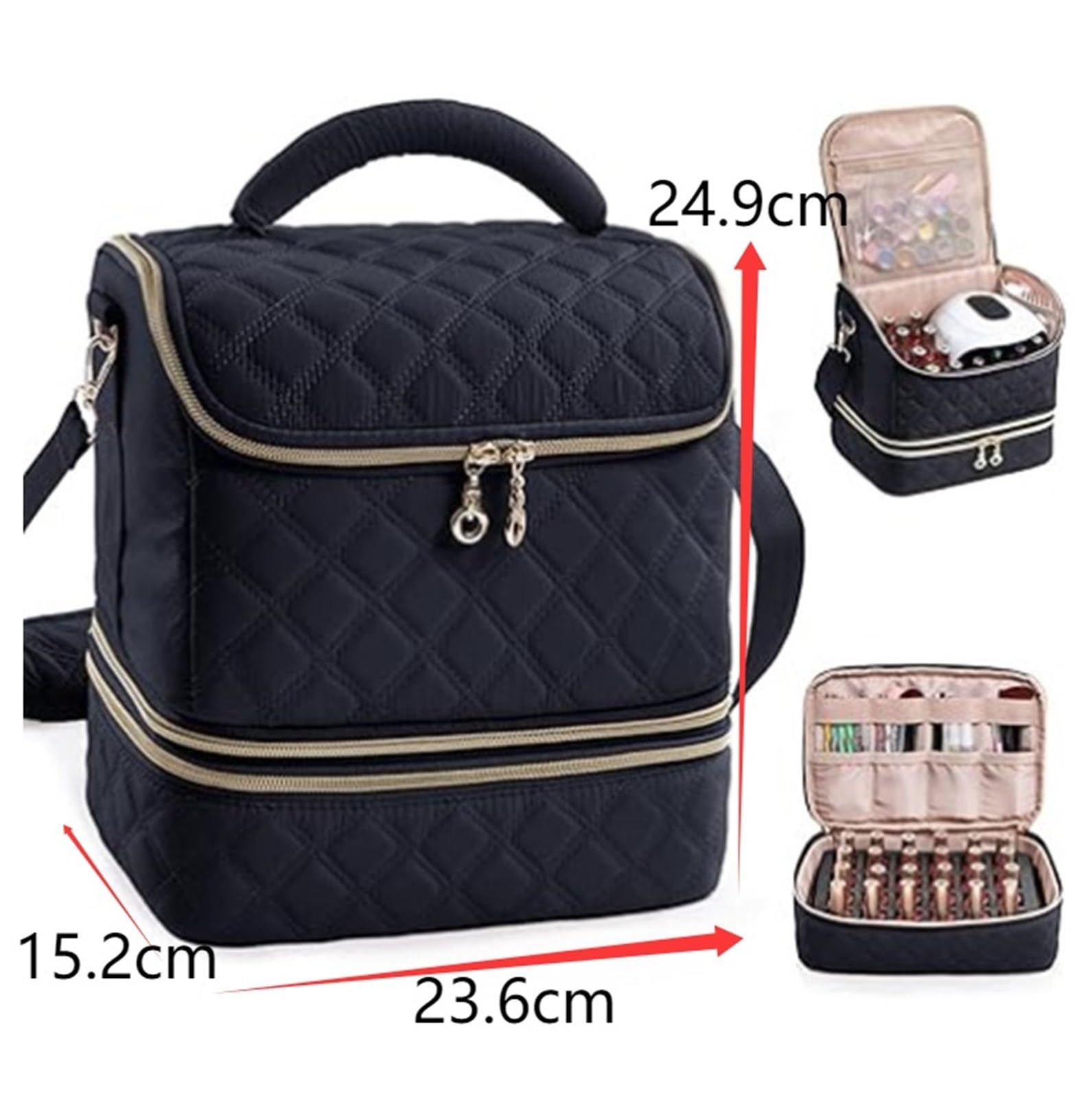 Organizer na Lakier Przenośna Etui Na Organizer Do Lakierów Paznokci, Mieszczące 48 Butelek, Woreczek Narzędzia Manicure Podróżna Torba(Pink)