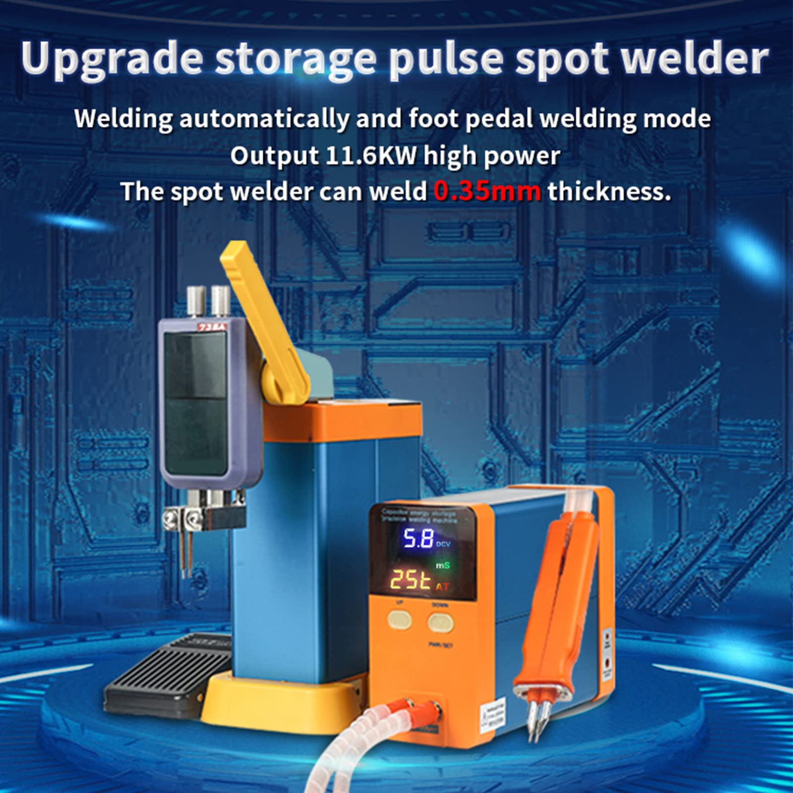 Puntatrice a Impulsi, Portatile Induzione Saldatrice a Impulsi, 801b 11,6 Kw Saldatrice Tig E Saldatrice a Bastone, Saldatura a Punti a Pressione con Bilanciere + Penna Mobile Saldatura a Punti(#1)