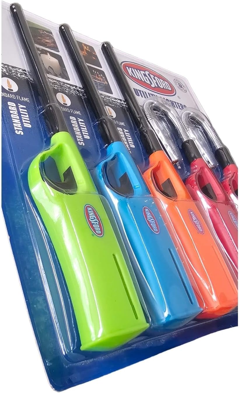 Generic Kingford Utility Lighters, Adjustable Flame, 5 Pack, Outdoor/Indoor Use