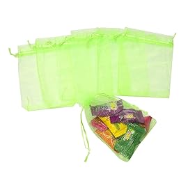 Bezall 50pcs Drawstring Organza Jewelry Candy Pouch Christmas Wedding Party Favor Gift Bags (3x4, Light Green)