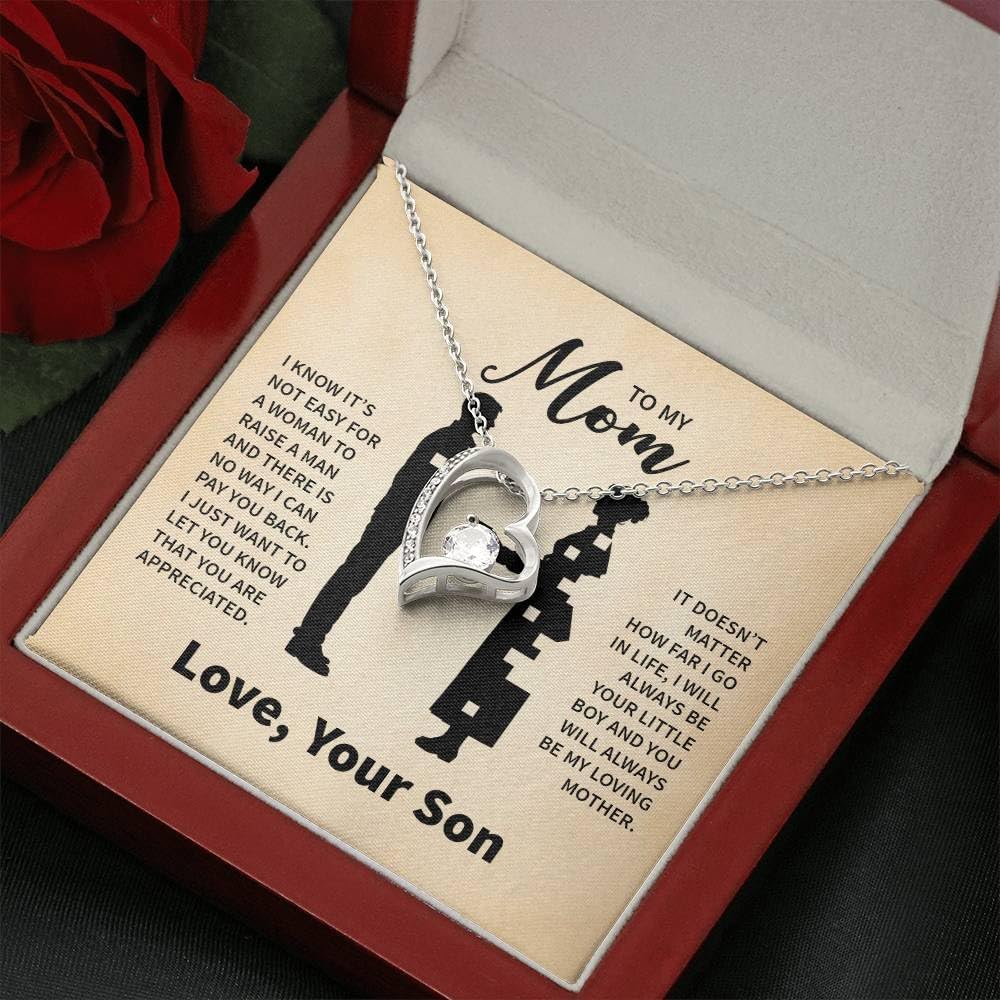 Mothers day gifts from daughter, Mom and son necklace, Birthday gift, Mom Necklace for women, Mother birthday gift, Best mom ever presents, Stainless Steel, Cubic Zirconia