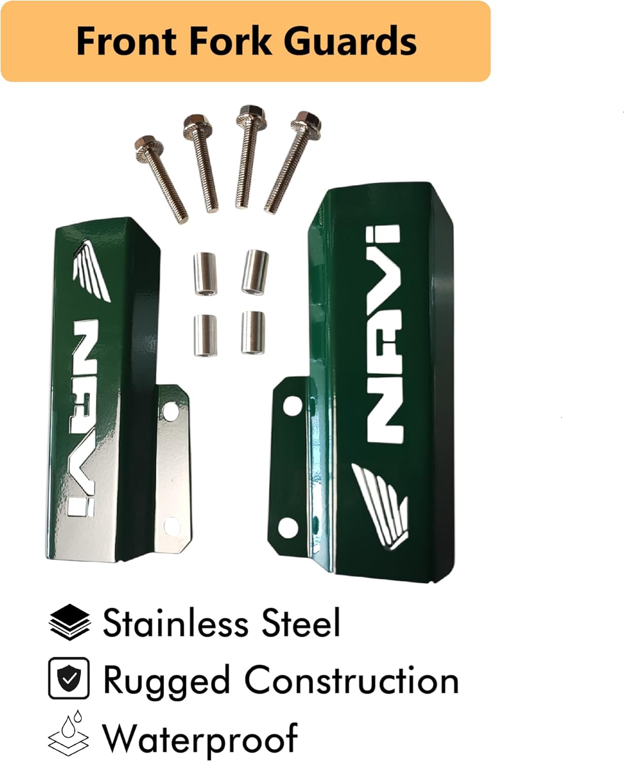 Motorcycle Front Fork Guards (Pair) Compatible with Honda Navi (Dark Green)