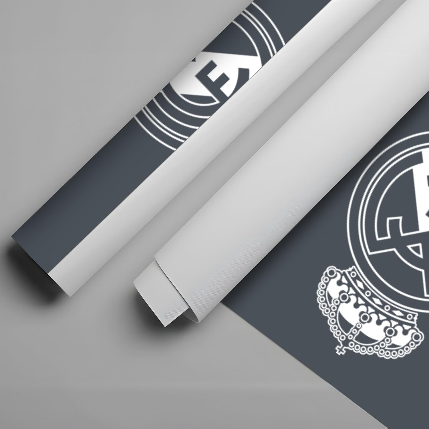 Licensed Decor Real Madrid Vinyl Wall Sticker - Small (65cm (w) x 40cm (h) - White Crest on Cool Grey