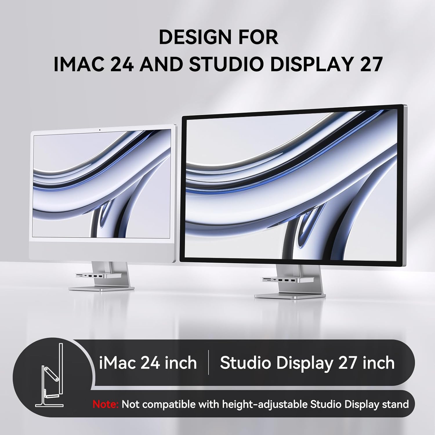 Minisopuru iMac Accessories for i Mac M1/M3/M4, USB C Hub for iMac2021/2023/2024 with USB A/C 10Gbps, SD/TF, iMac Adapter Compatible with iMac24 inch and Studio Display 27 Inches, Silver.