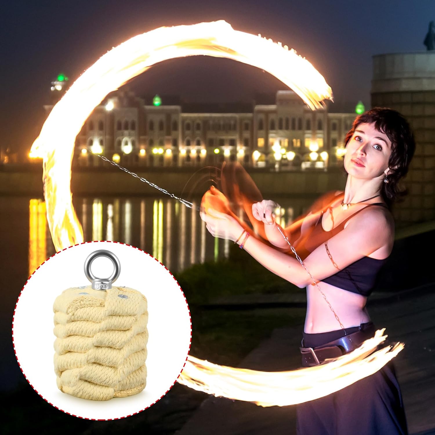 Shimeyao 3 Inch Replacement Fire Poi Rope Dart Head Woven Wick Aramid Fiber Fire Balls for Festivals Performances All Levels of Gamer Meteor Hammer Martial Arts Flow Spinning Circus Dance Prop