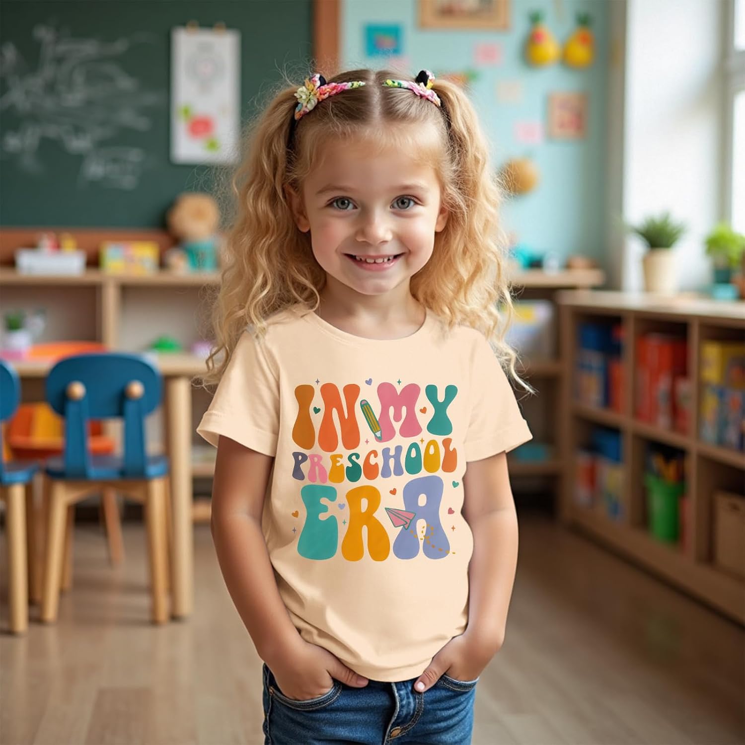 KEKEMI Toddler Girls in My Preschool Era Shirts First Day of School T-Shirt Kids Back to School Outfit Cute Pre-k Tees Tops