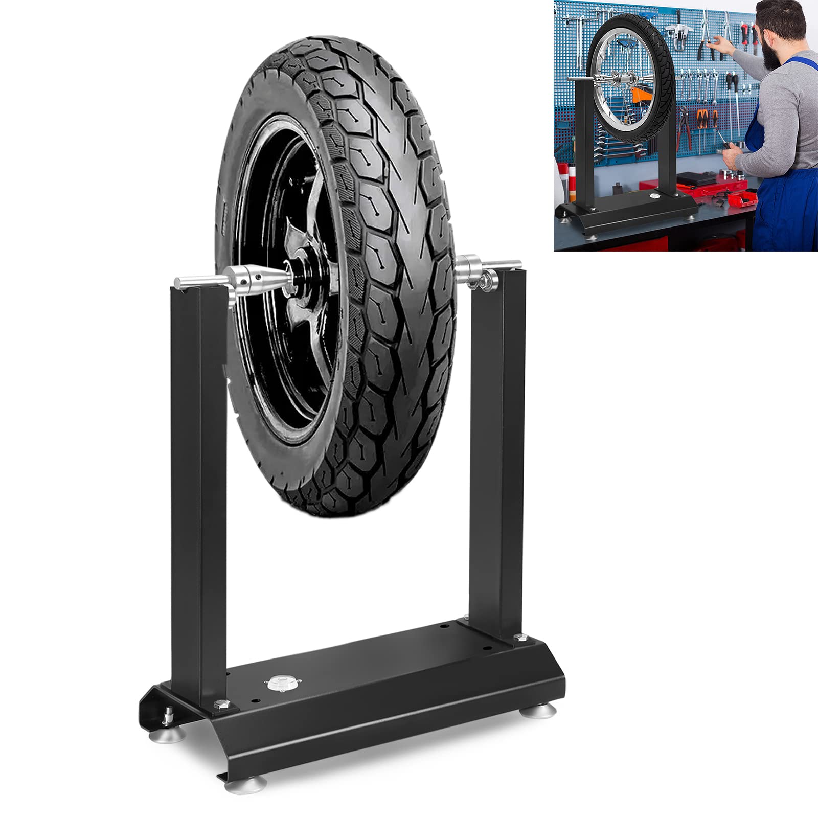 YRHome Auswuchtgerät für Motorradräder Auswuchtbock Motorrad Auswuchtmaschine Felgenauswuchtmaschine Radauswuchtmaschine mit verstellbaren Kegeln und Wasserwaage für Motorradreifen 40x19x50cm