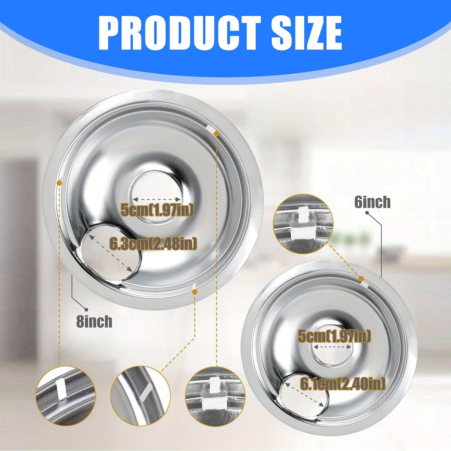 Pack of 4 Universally Stove Burners Rings Drip Tray Set Compatible for Multiple Models Metal Texture Easy to