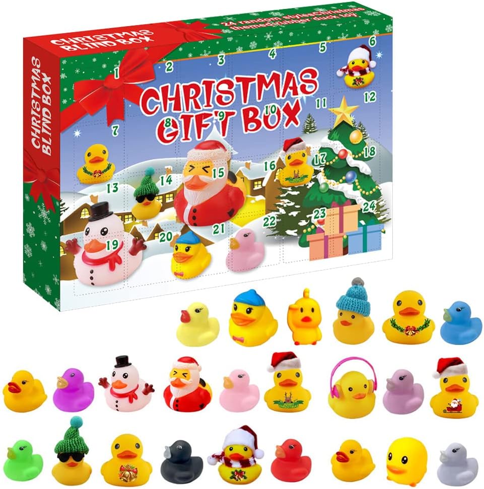 2025 Advent Calendar Rubber Ducks Bath Toys Christmas Blind Box Toy Ducks Mini Ducks for Kids Boys Girls Home Party Decoration Cruise Ducks Rubber Ducks in Bulk - 24 Pcs