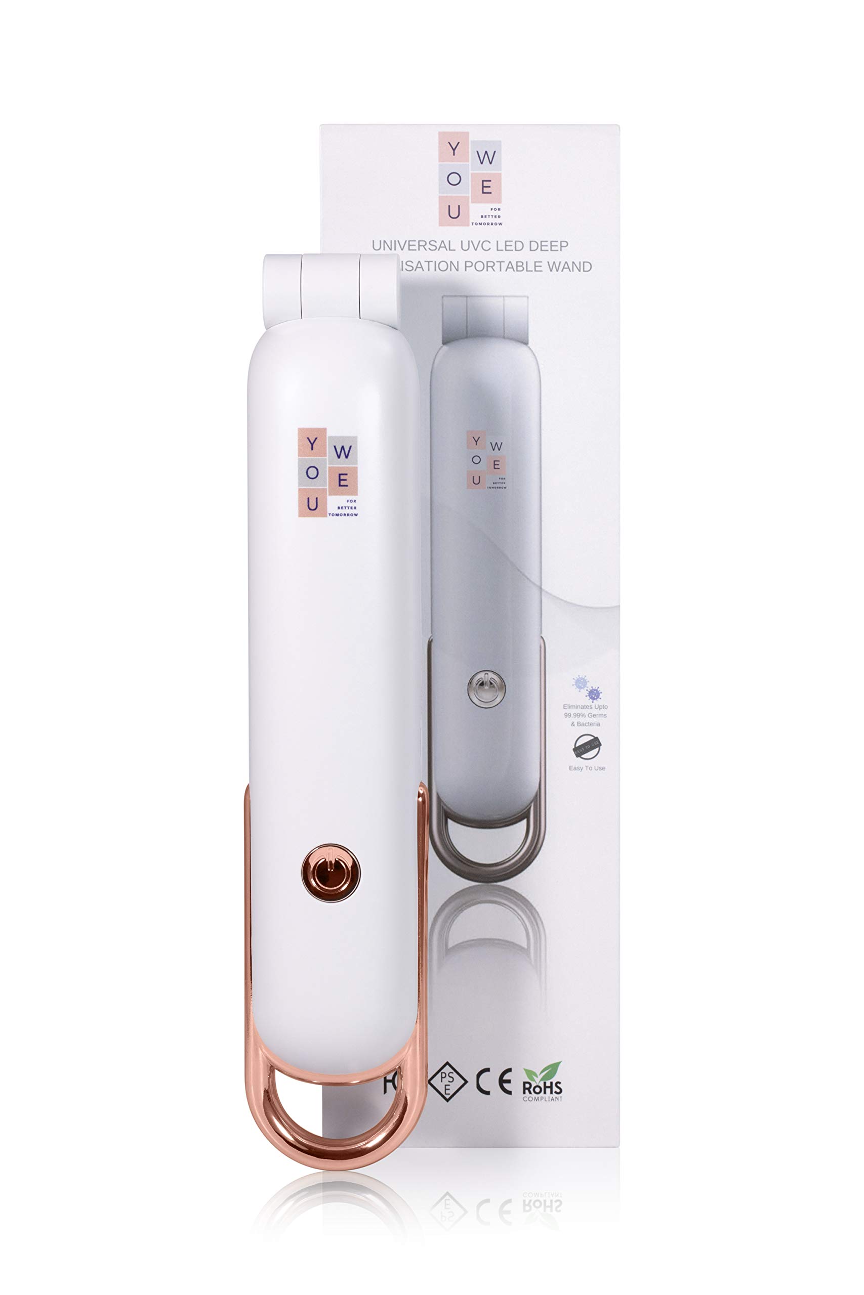 Baguette de stérilisation UVC portable, Puissant désinfectant UV YouWe à 16 LED, Style design élégant, Rechargeable, pliable, facile à transporter, avec mécanisme d'arrêt automatique uv sterilisateur.