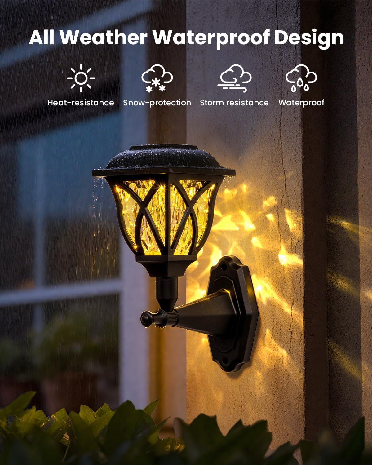 TISEJOY Solar Wall Lights Outdoor, Waterproof Warm White Solar Powered Decorative Lights with Auto On/Off, for Garden Fence Patio House Backyard Decor (6 Pack)